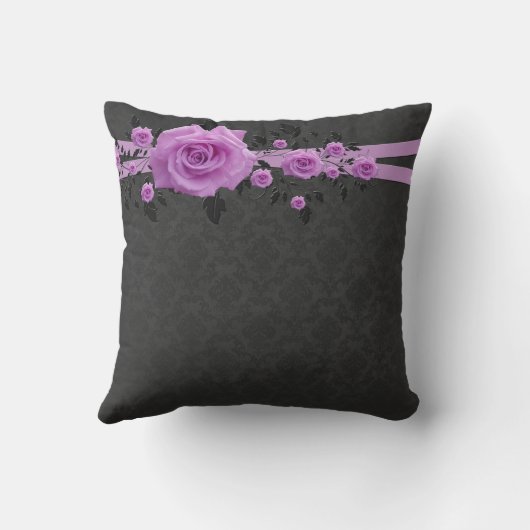 Romantische Lavendel Rozen Damast Kussen (Achterkant)