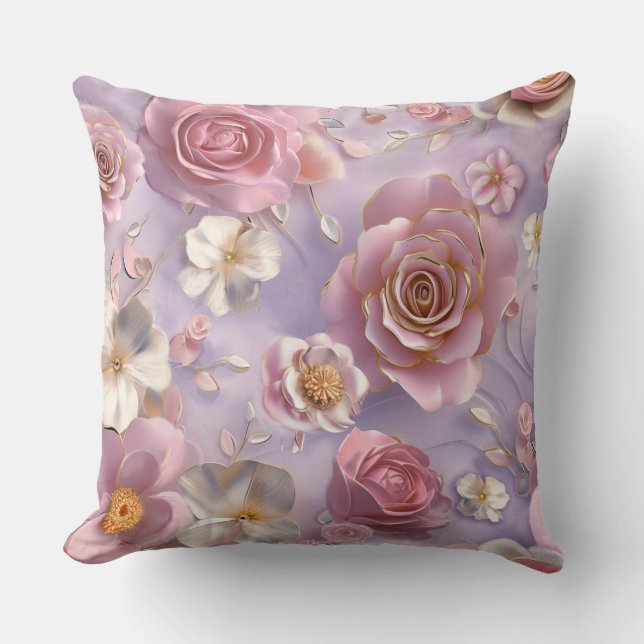 Romantische lavendel Rozen Kussen (Voorkant)