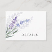 Romantische Lavendel Watercolor Bloemendetails Informatiekaartje (Voorkant)