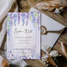Romantische Lavendel Wisteria 'Save the Date'