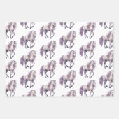 Romantische Lavendel Witte Paard Strepen Verjaarda Inpakpapier Vel (Voorkant 2)