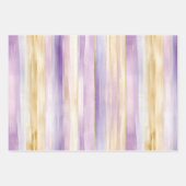 Romantische Lavendel Witte Paard Strepen Verjaarda Inpakpapier Vel (Voorkant)