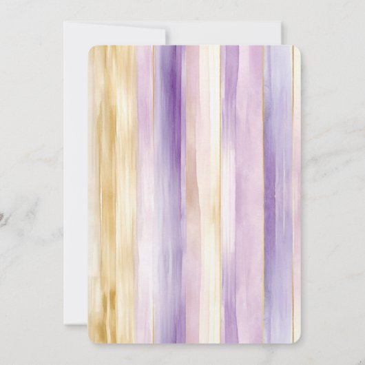 Romantische Lavendel Witte Paard Strepen Verjaarda Kaart (Achterkant)