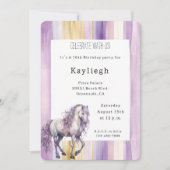 Romantische Lavendel Witte Paard Strepen Verjaarda Kaart (Voorkant)