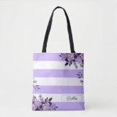Romantische lavendelbloemen en strepen Canvas tas (Voorkant)