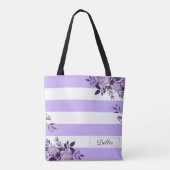 Romantische lavendelbloemen en strepen Canvas tas (Achterkant)