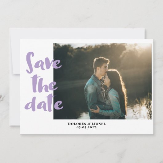Romantische lavendelfoto Sla de datum op Kaart (Voorkant)