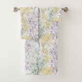 Romantische lavendelgroene gele bloemen bad handdoek (Insitu)