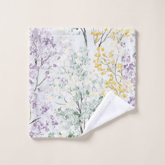 Romantische lavendelgroene gele bloemen bad handdoek (Wasdoekje)