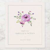 Romantische Lavender Waterverf Bloemen Wijn Etiket (Enkel label)