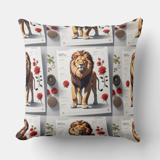 Romantische Leeuw Gezicht Ontwerp1 Kussen (Voorkant)