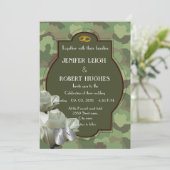 Romantische leger bruiloft kaart (Staand voorkant)