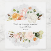 Romantische Lelies, Magnolia's, Rozen, Pioenen Blo Wijn Etiket (Enkel label)