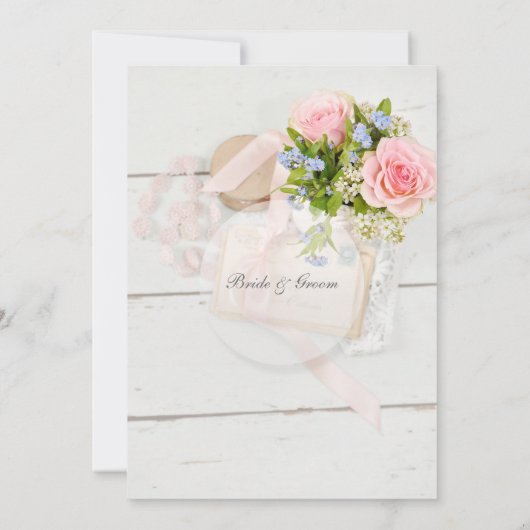 Romantische lente bloem bruiloft Routebeschrijvin Kaart (Achterkant)