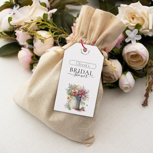 Romantische Lente Bloemen Vaas Bruidsdouche Cadeaulabel