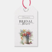 Romantische Lente Bloemen Vaas Bruidsdouche Cadeaulabel (Voorkant)