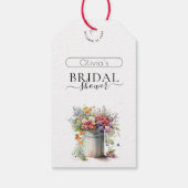 Romantische Lente Bloemen Vaas Bruidsdouche Cadeaulabel (Achterkant)