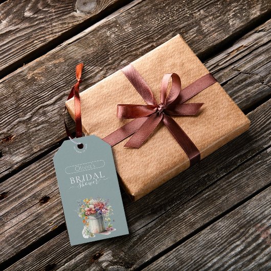 Romantische Lente Bloemen Vaas Bruidsfeest Cadeaulabel