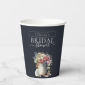 Romantische Lente Bloemen Vaas Bruidsfeest Papieren Bekers (Achterkant)