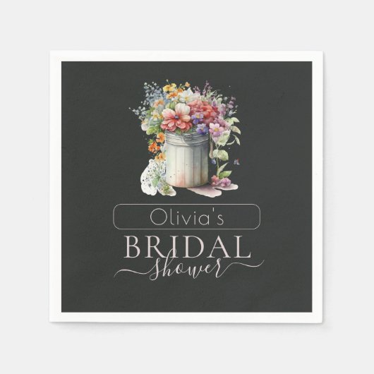 Romantische Lente Bloemen Vaas Vrijgezellenfeest Servet (Voorkant)