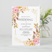 Romantische lente bloemenbruiloft uitnodiging (Staand voorkant)