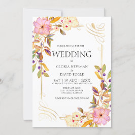 Romantische lente bloemenbruiloft uitnodiging