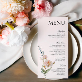 Romantische lente bloemenmenu met wilde bloemen menu