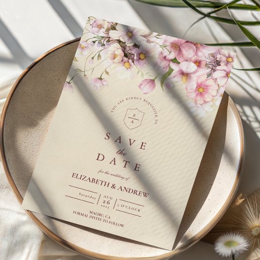 Romantische Lente Bloesem Bruiloft Save The Date