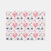 Romantische  lente Blush Pink Heart Flowers Fleece Deken (Voorkant (Horizontaal))