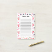Romantische lente Blush Pink Heart Flowers Post-it® Notes (Op bureau)