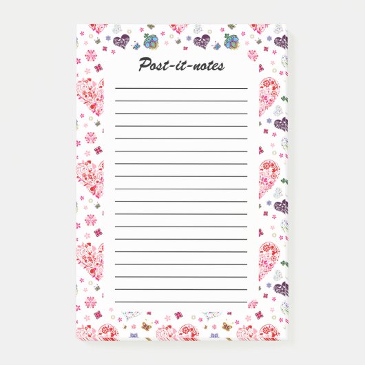 Romantische lente Blush Pink Heart Flowers Post-it® Notes (Voorkant)