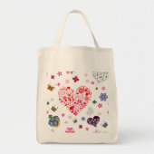 Romantische  lente Blush Pink Heart Flowers Tote Bag (Voorkant)