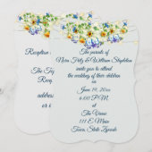 Romantische lente bruiloft, bloemen en sprookjesve kaart (Voorkant / Achterkant)