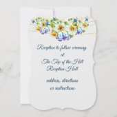 Romantische lente bruiloft, bloemen en sprookjesve kaart (Achterkant)