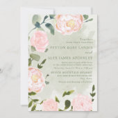 Romantische lente roze bloemen bruiloft kaart (Voorkant)