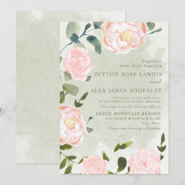 Romantische lente roze bloemen bruiloft kaart