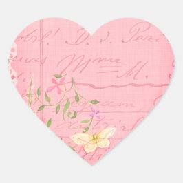 Romantische lente roze hart sticker