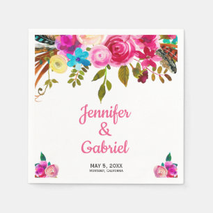 Romantische lente roze Waterverf Bloemen bruiloft Servet