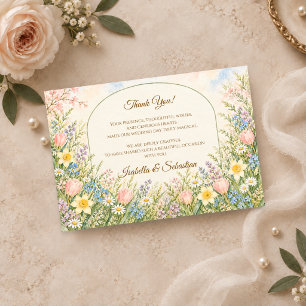 Romantische Lente Wilde Bloemen Bruiloft Bedankkaart