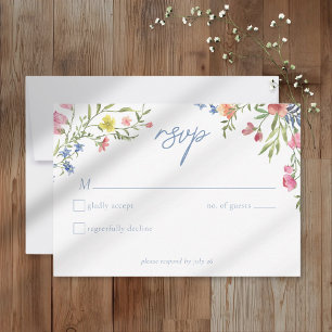 Romantische Lente Wilde Bloementuin Bruiloft RSVP Kaartje