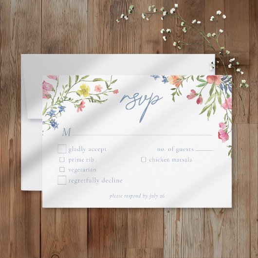 Romantische Lente Wilde Bloementuin Bruiloft RSVP Kaartje