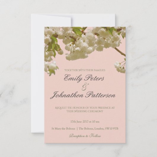 Romantische lente zomer kersenbloesem bruiloft kaart (Voorkant)