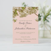 Romantische lente zomer kersenbloesem bruiloft kaart (Staand voorkant)