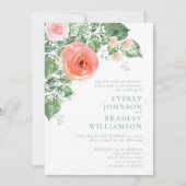 Romantische lente zomer koraal roze groene bruilof kaart (Voorkant)