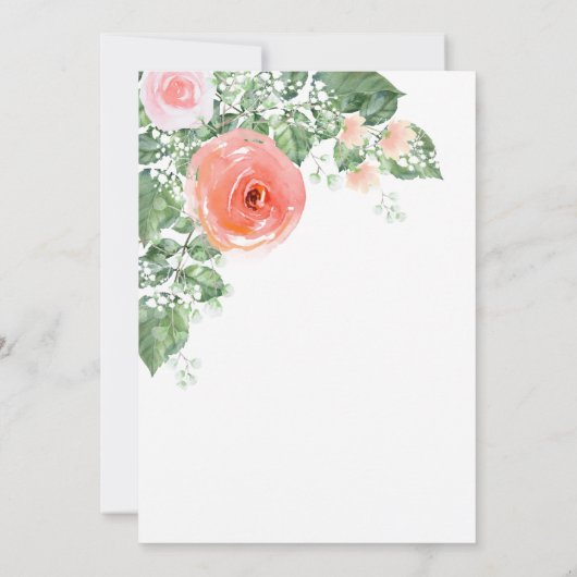 Romantische lente zomer koraal roze groene bruilof kaart (Achterkant)