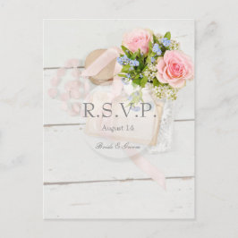 Romantische lentebloementeelt RSVP Uitnodiging Briefkaart