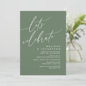 Romantische Let's Celebrate Wedding Elepement Part Kaart (Staand voorkant)