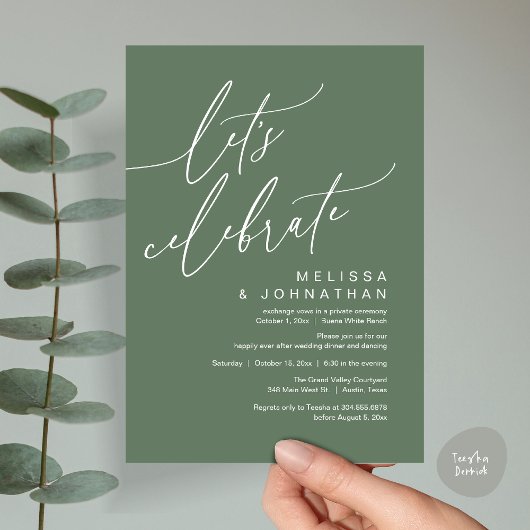 Romantische Let's Celebrate Wedding Elepement Part Kaart