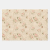 Romantische Letter & Damask 3-vel set Inpakpapier Vel (Voorkant)