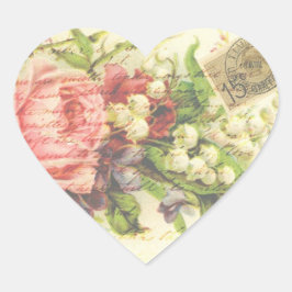 romantische letter roze roos hart sticker